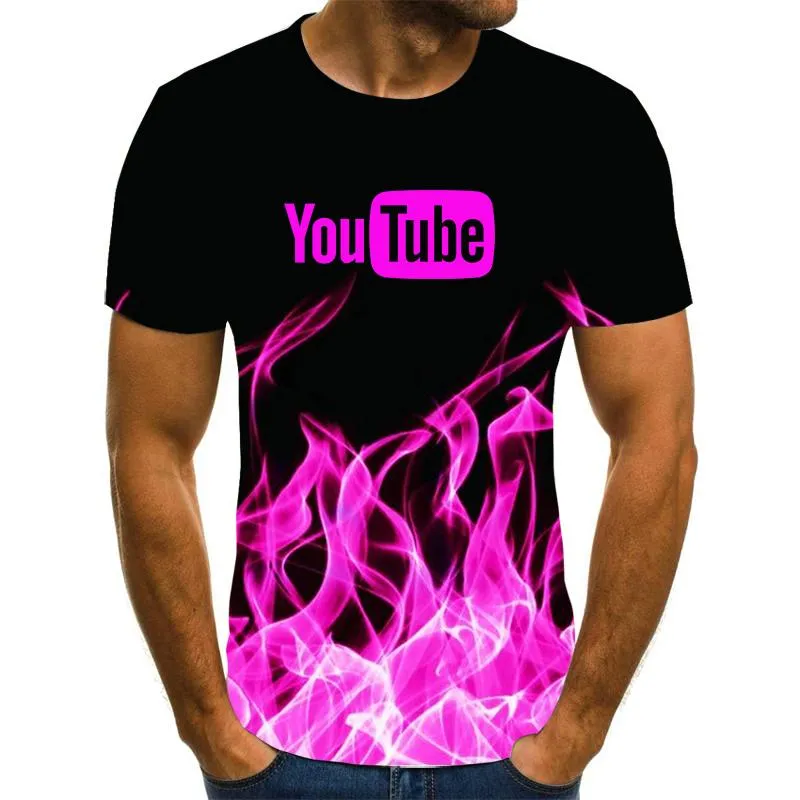 Herren-T-Shirts Sommermarke YouTube 3D-Wirbel-T-Shirt und Frauenmode Kurzarm Harajuku Hip Hop süß
