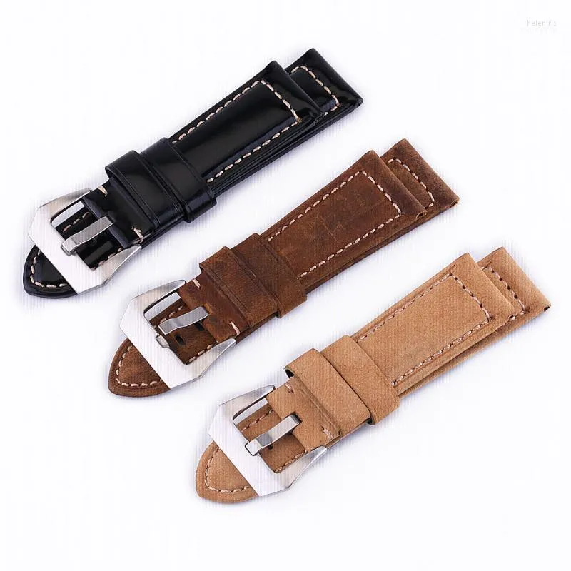 Watch Bands 20mm 22mm 24mm 26mm Genuine Leather Strap Men Women Retro Wrist Band Bracelet Watchband Accessories Hele22