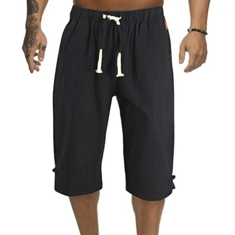 Male Bermuda Board Quick Drying Beach Black Men's Long Shorts Summer Breeches 2022 Thin 3/4 Length Trousers Pants
