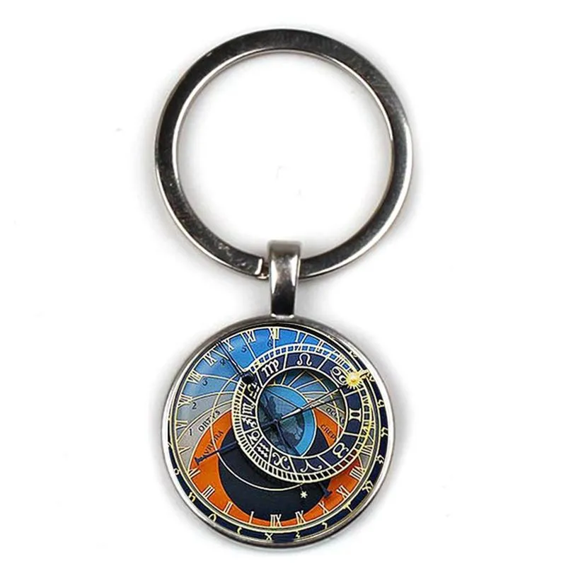 Keychains 2022 Astrology Clock Pattern Keychain Retro Astronomical Calculate Key Ring Friend Family Birthday Christmas Gift Souvenir