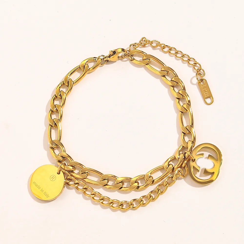 Nya fashionabla kvinnliga armband Bangle Gold Plated Armband Armband Manschettkedja Rostfritt stålälskare Gift Bröllopsmycken ZG1366