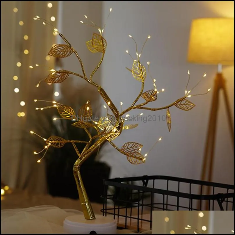 Creative Novelty Items copper wire led pearl tree gypsophila touch creatives gifts stars snowflakes lights bedroom room Christmas decoration USB night