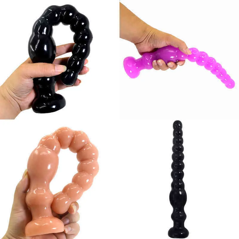 Nxy Anal Toys Long Pull Bead Anal Plug for Men and Women Masturbation Fun Products Simulation Penis Expansion Backyard Husb Wife Toys 220516