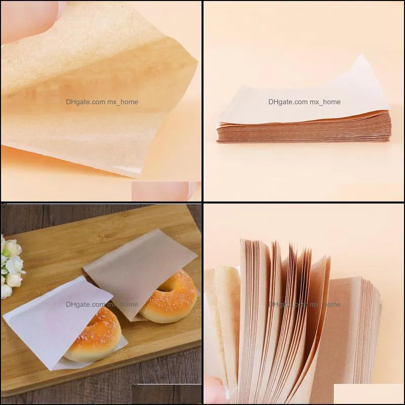 Gift Wrap 100pcs/pack 12x12cm Biscuits Doughnut Paper Bags Oilproof Bread Craft Bakery Food Packing Kraft Sandwich Donut Bag