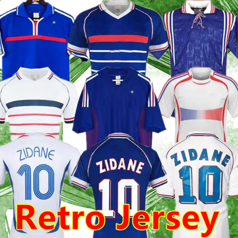 1998 Version rétro Maillot de football FRENCES 96 98 02 04 06 ZIDANE HENRY Pires MAILLOT DE FOOT Maillot de football 2000 Domicile Uniforme de football Trezeguet