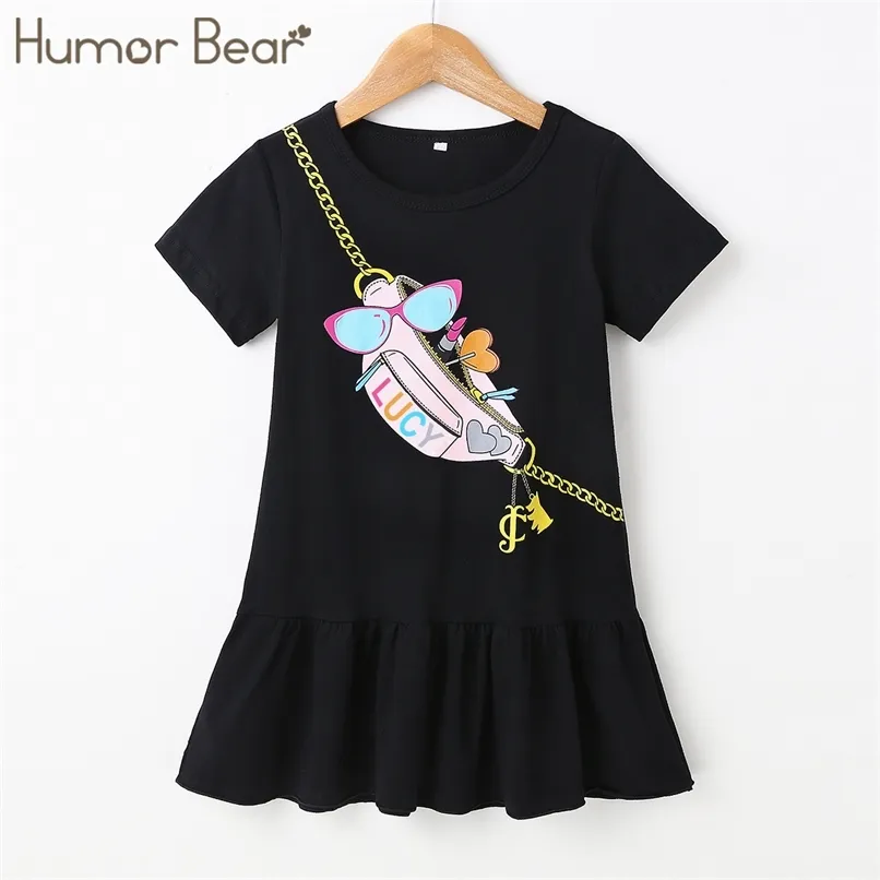 Humour Bear Bear Spring Girls Mode Été Mode Courte Robe Enfants Casual Toddler Ronde Cou Impression Kids 220422