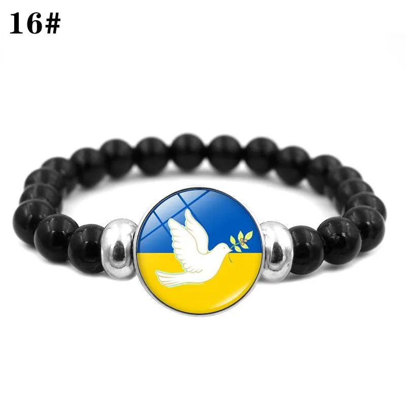 New Arrival Ukraine Bracelet Ukrainian Symbol Glass Cabochon Multilayer Leather Bracelets High Quality Men Bangles Party Favor CPA4337 0323