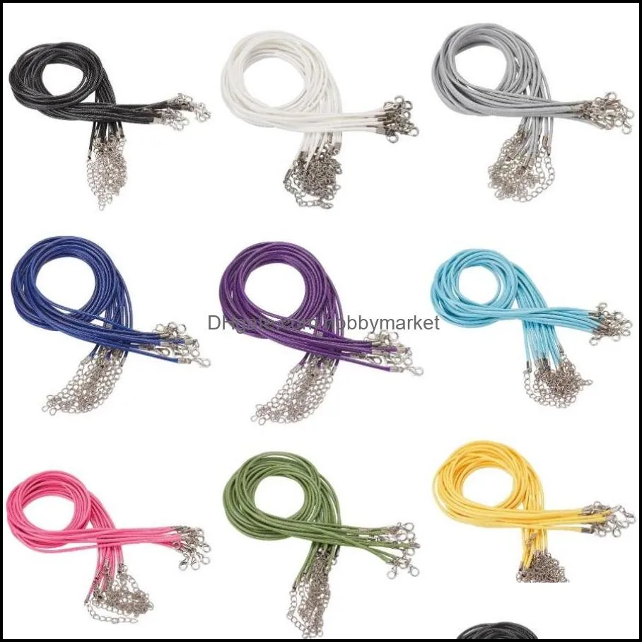 10 pcs 2mm ajustável Colar de cordão encerado Fazendo corda de couro com fechos artesanais DIY Jóias Aconselhados Acessórios entrega 2021 Outro