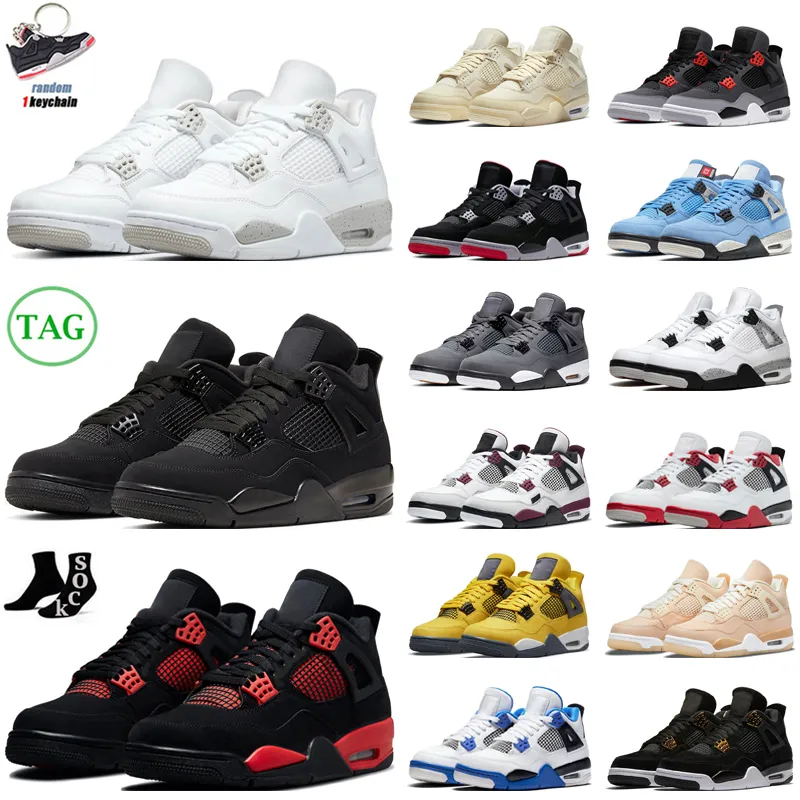 4s 농구 신발 남자 여자 Jumpman 4 검은 고양이 붉은 천둥 적외선 사육 대학 블루 쿨 그레이 퓨어 머니 남성 트레이너 스포츠