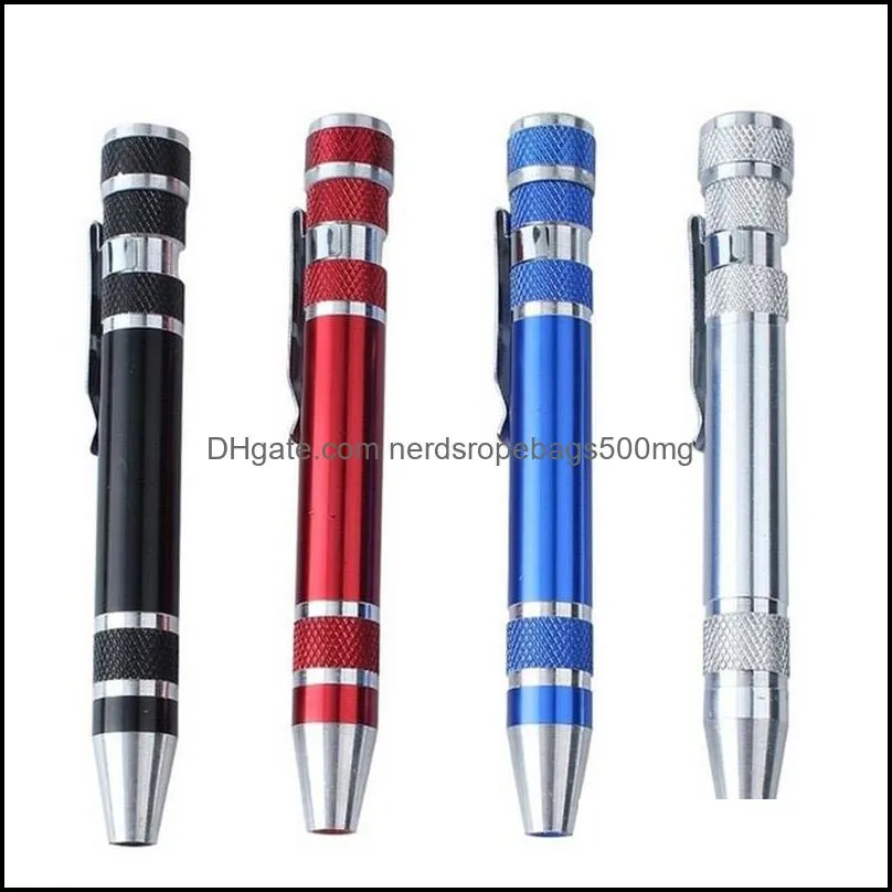 Portable 8 In 1 Screwdriver Pen Set Aluminum Electronics DIY Repair Tool Sets Bits Precision Mini Slotted Screw Driver Tools