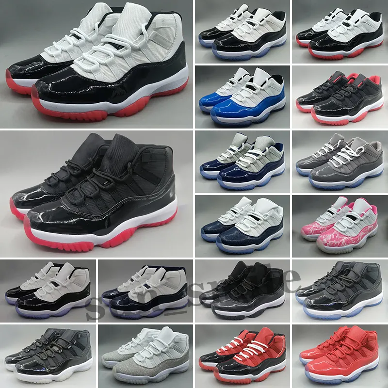 Nike Air Jordan 11 농구 신발 전설 파란색 jubilee 25th 콩코드 감마 브리드 모자와 가운은 96 네이비 껌처럼 이익이 흑인 시멘트 트레이너 망 여자 운동화