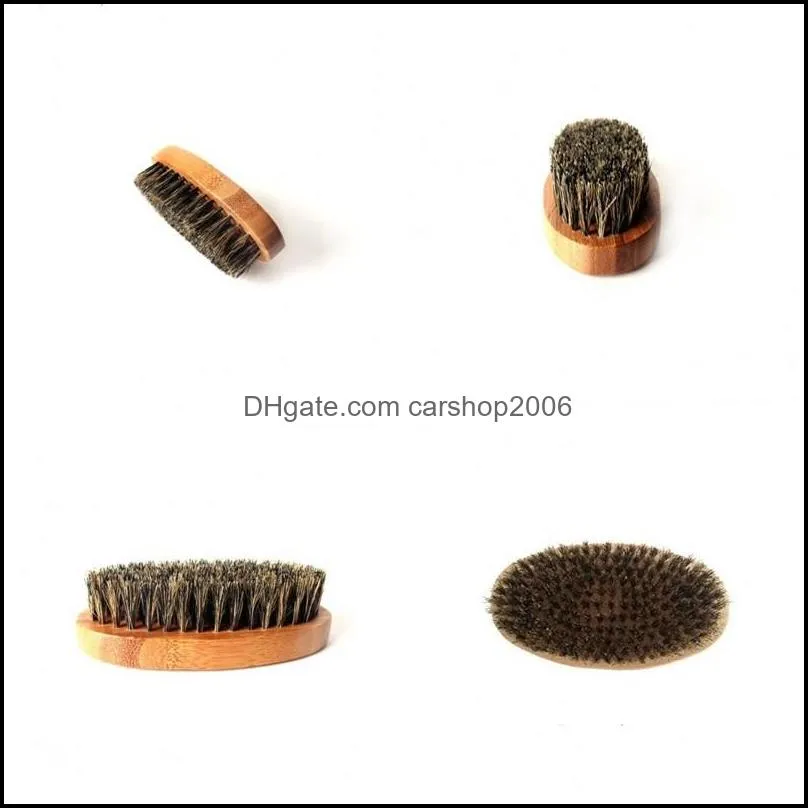 Bamboo Beard Brush Boar Bristles Wooden Oval Facial Cleaning Men Grooming No Handle Hair Brushes High Quality 4 8zc G2