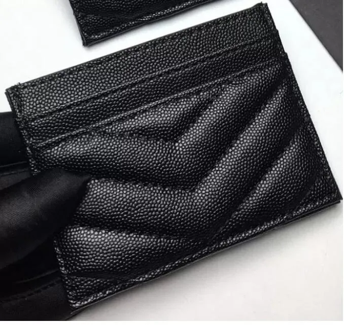 2022 nouvelle mode porte-cartes femme mini portefeuille Designer couleur pure en cuir véritable Pebble texture luxe portefeuille noir avec boîte