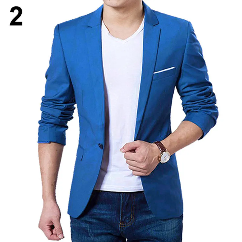 Hommes Blazers Slim Automne Costume Blazer Business Formel Party Costume Homme Un Bouton Revers Casual Manches Longues Poches Top Plus Taille 220409