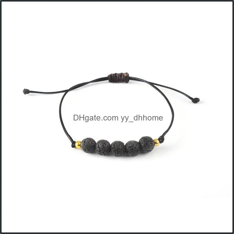 colorful lava stone beads strand bracelet lover couple friendship bracelets adjustable rope essential oil diffuser women men jewelry