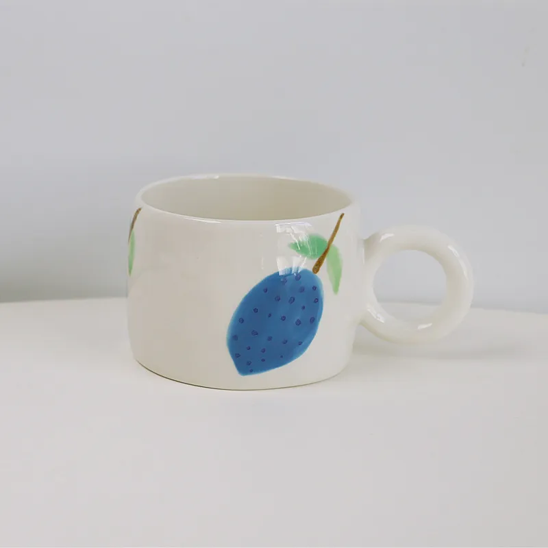 Cups Saucers Koreaanse stijl ins met de hand geschilderde illustratie Handgeknoorde keramische mug koffie Coffee Cup Office Drink Cup Paar geschenken