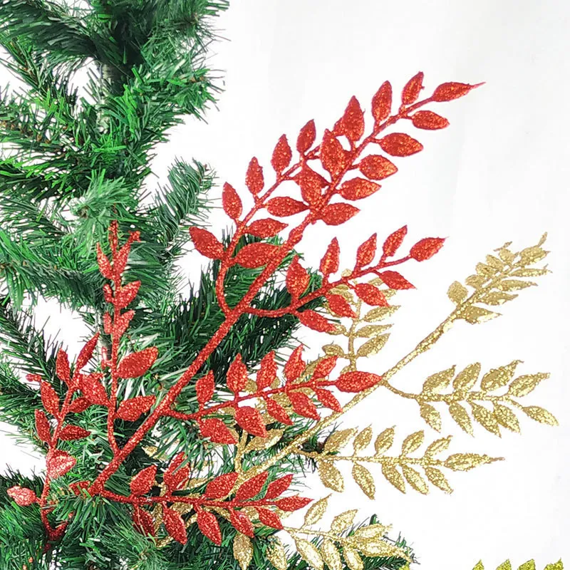 or argent paillettes bling branches de fleurs artificielles herbe séchée doré feuille d'olivier fleur décorations de Noël pour la maison 201203