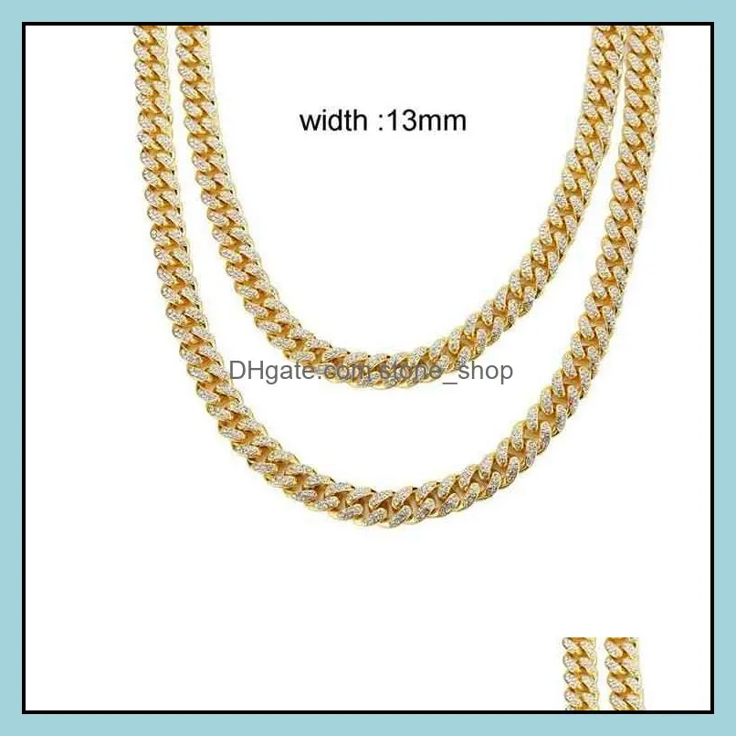 wholesale 18k gold plating ice out men cuban chain link chain bracelet necklace wholale charms