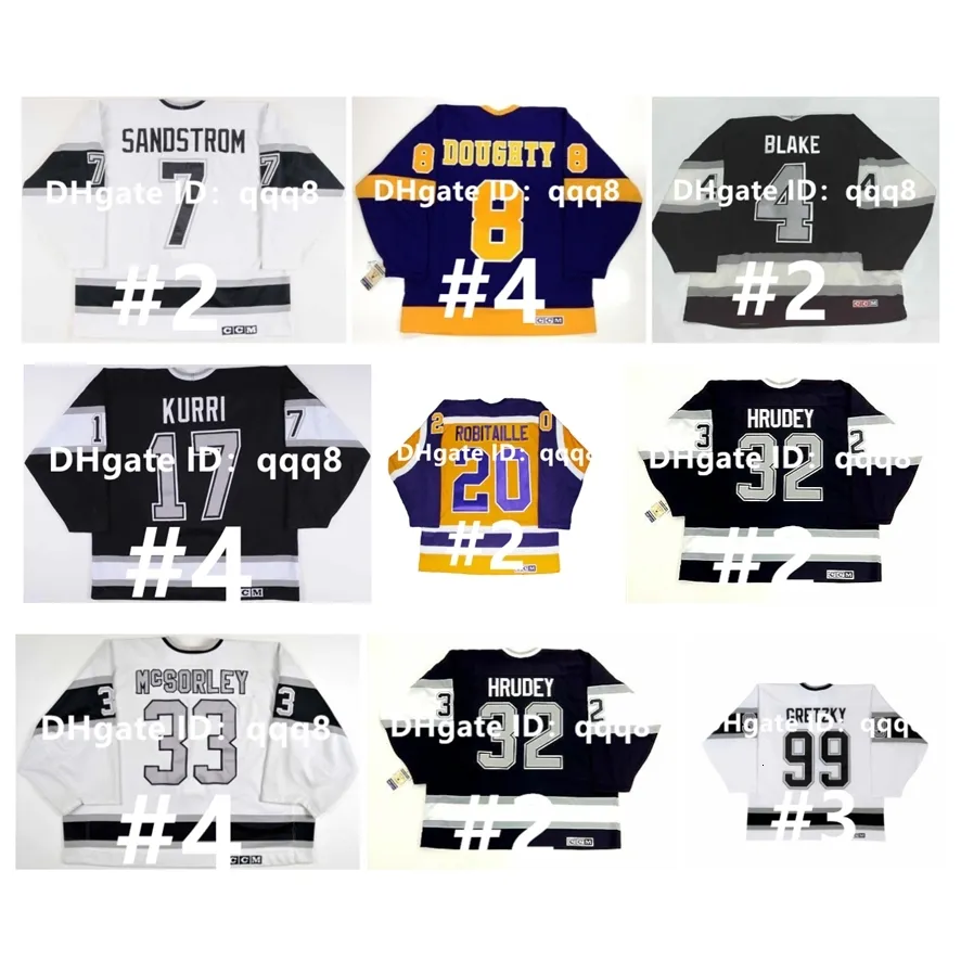 Maillot de hockey CCM vintage Jari Kurri Sandstrom Marty McSorley MARCEL DIONNE BERNIE NICHOLLS DREW DOUGHTY ANZE KOPITAR LUC