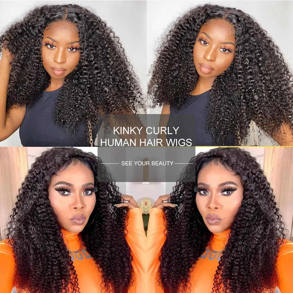 Vente en gros de cheveux humains vierges brésiliens Kinky Curly Lace Front Wig avec bébé ont