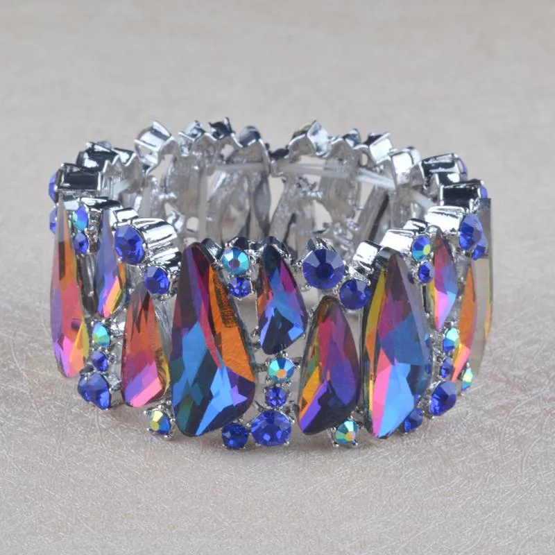 Бругл синий AB Crystal для женщин мужчина эластичный браслет браслет sticestone ручные браслеты вечеринка шоу ювелирных аксессуаров