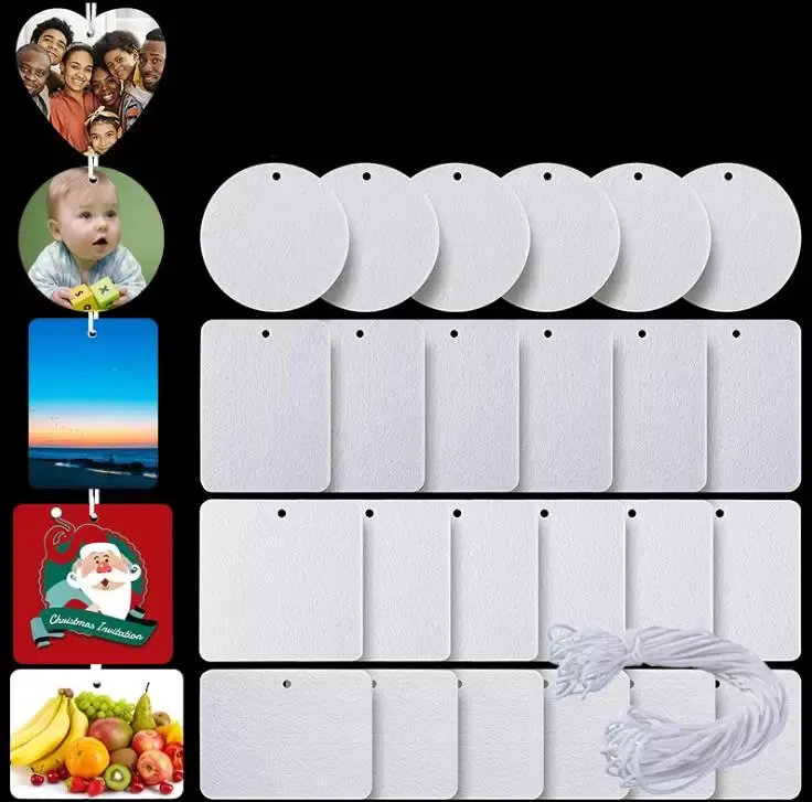 White Felt Aroma Card With String Unscented Sublimation Blank Air