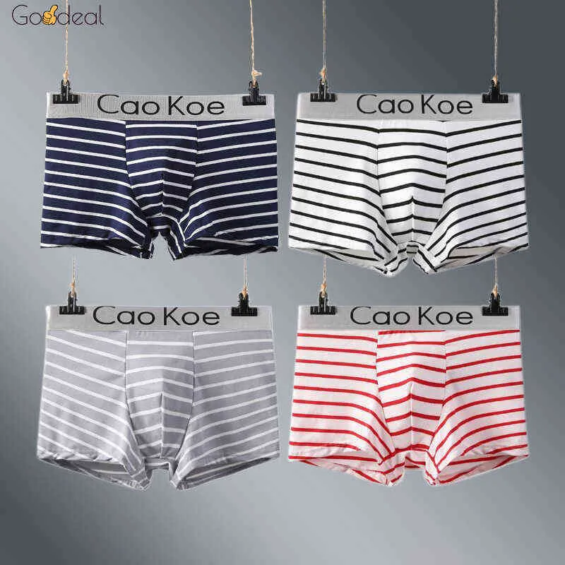 Goodeal Brand 3Pcs Pack Men's Panties Sexy Clothes Stripe Fashion Lingerie Pants Underwear Boxers Shorts Breathable Underpants G220419