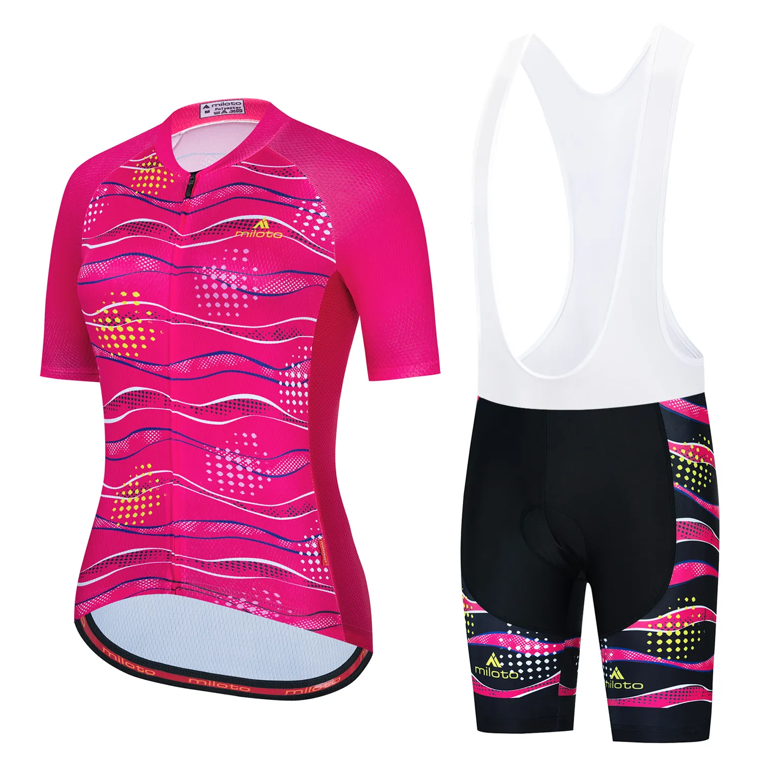 2024 женский комплект Miloto Pink Summer Pro для велоспорта, дышащий комплект гоночного спортивного велосипеда, мужская короткая велосипедная одежда M37