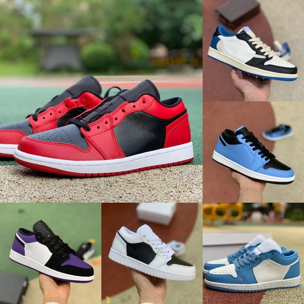 Jumpman X förbjöd 1 1S Low Basketball Sports Shoes Fragment Starfish White Brown Gold Unc Gold Black Toe Panda Mystic Green Noble Red Trainer Designers Sneakers Brand