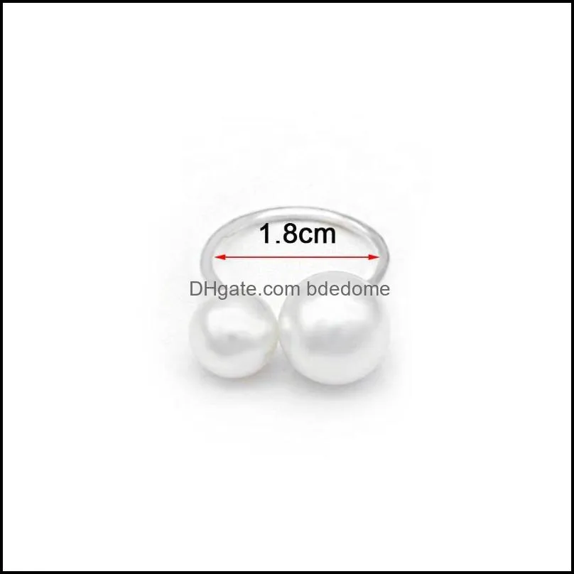 wedding rings fashion women`s size pearl open ring temperament wild joint double jewelry lover giftwedding