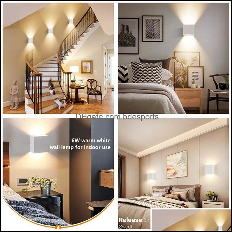 Indoor Cube Aluminum Wall Lamp 85-265V COB LED Lighting Modern For Home White/Black Decoration Sconce Surface Mount