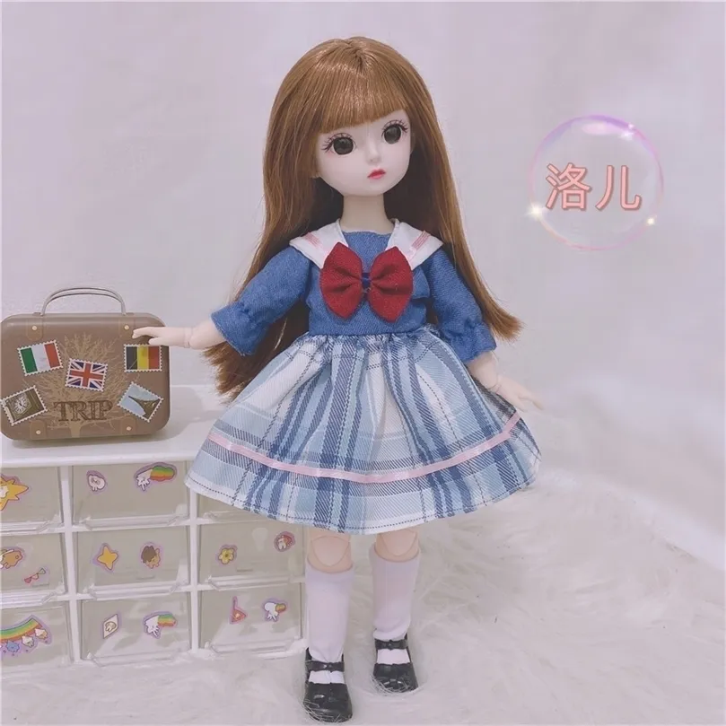 16 Bjd Doll with Clothes 30 Cm Fat Baby College Style JK Uniform Dress Up Girl Toy Toys 220707