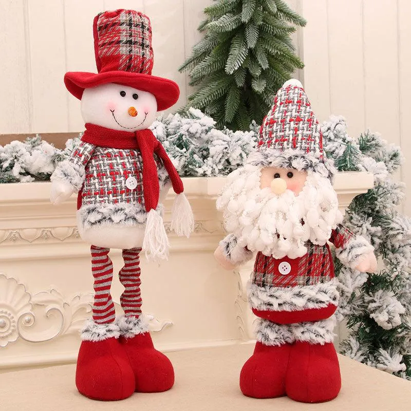 Kerstdecoraties Santa Claus Elk Snowman Plush intrekbare klus ornamenten voor Home 2022 Navidad Jaar Giftchristmas