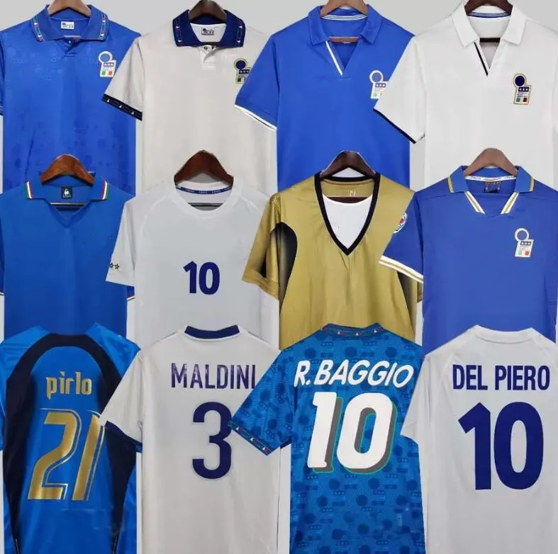 94 Retro Maldini Baggio Donadoni Fußballtrikots Schillaci Del Piero 2006 Pirlo Inzaghi Buffon90 96 98 00 FUSSBALL Calcio Cannavaro Materazzi Grosso 1982 GATTUSO