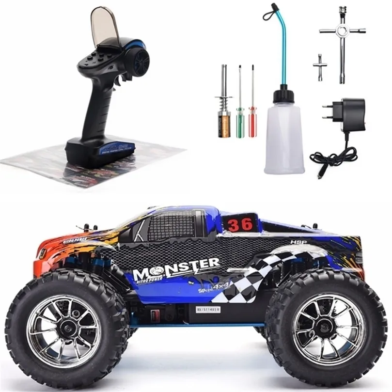 Electric/RC Car HSP RC Car 1 10 Scale Two Speed Off Road Monster Truck Nitro Gas Power 4wd Remote Control Car High Speed Hobby Racing RC Vehicle 220509 240314