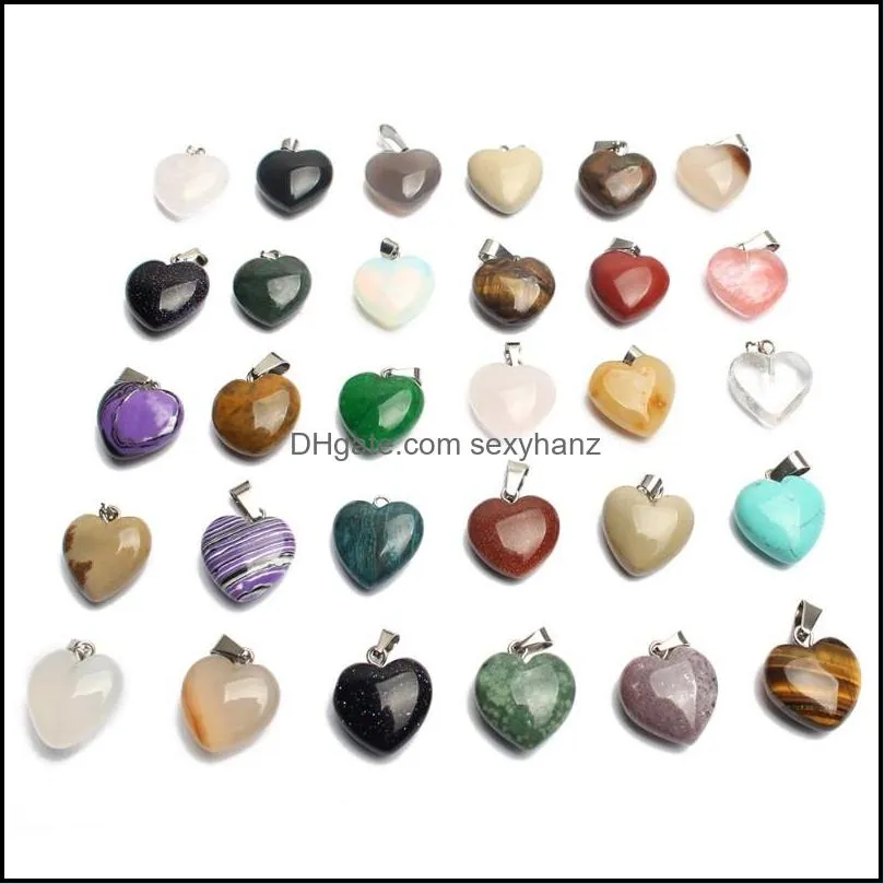 Mixed Natural Stone Gem Pendant Love Heart Star Charms Pendants for Jewelry Making Diy Bracelet Necklace Accessories