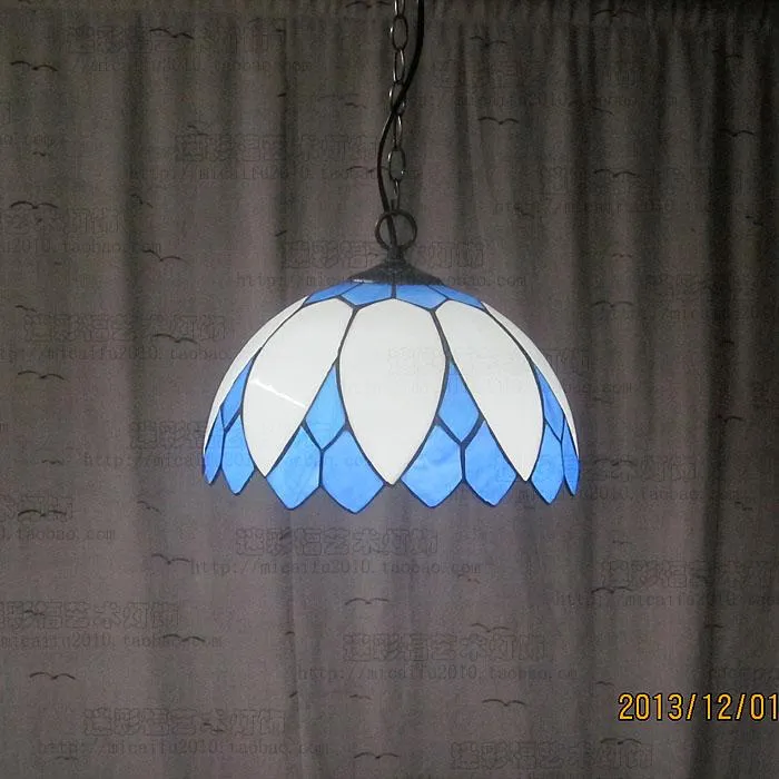 Hängslampor 12 tum tiffany Medelhavet målat glas hängande armatur E27 110-240V kedjeljus för hemmalags säng rumpenpenden
