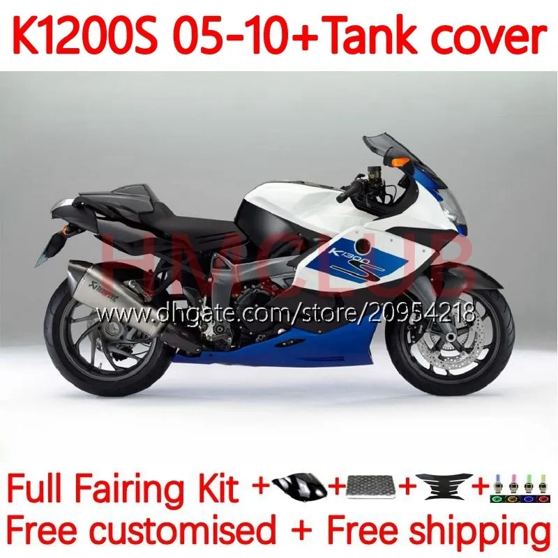 Fairings +Tank cover For BMW K1200 K 1200 S 1200S K1200S 05 06 07 08 09 10 Bodywork 153No.10 K-1200S 2005 2006 2007 2008 2009 2010 K1200-S 05-10 Motorcycle Body sale white