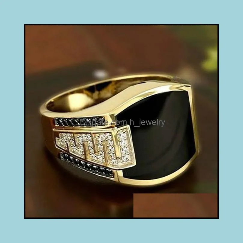 silvery black square rings for women crystal unisex couple ring men punk simple vintage wedding ring men ladies golden rings hjewelry