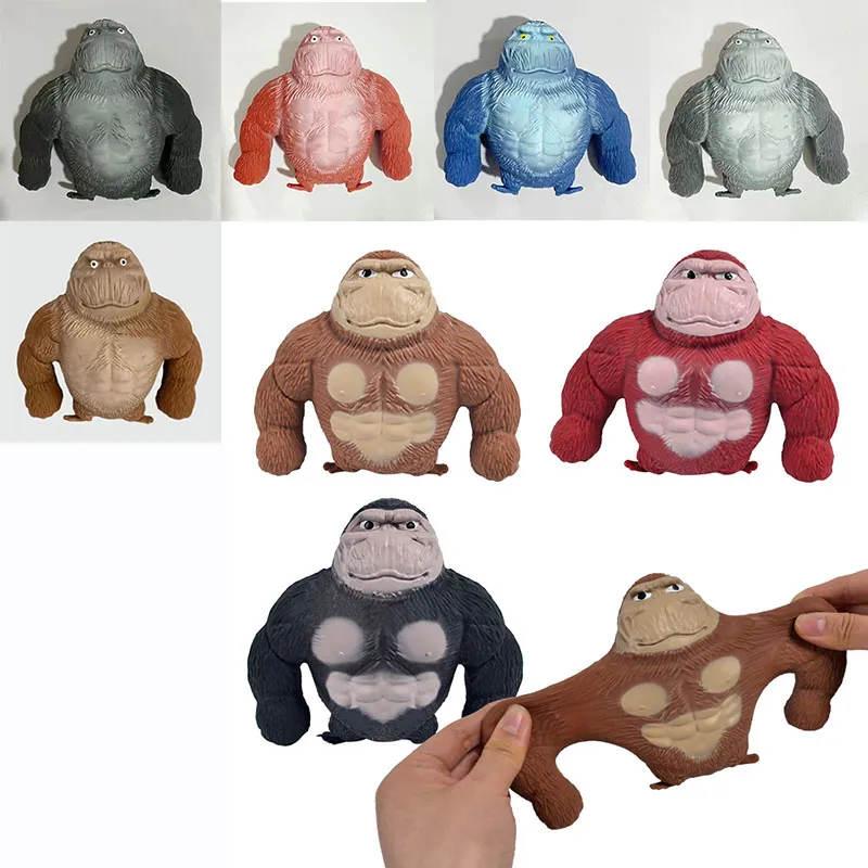 Gorilla Fidget Toys Décompression Extrusion Rebond Lent Déformation Simulé Animal King Kong Vent Anxiété Soulagement Sensoriel Jouet Cadeaux