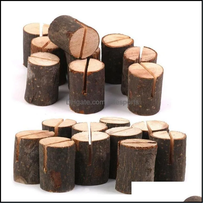 Rustic Wood Table Numbers Holder Wood Place Card Holder Party Wedding Table Name Card Memo Note (40pcs)