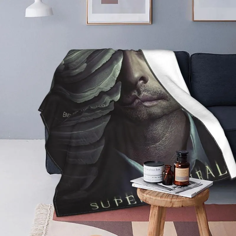 Cobertores Supernatural Filme End Of The Road Lã Cobertor Castiel Custom Throw Para Cama Sofá Sofá 125*100cm Colcha