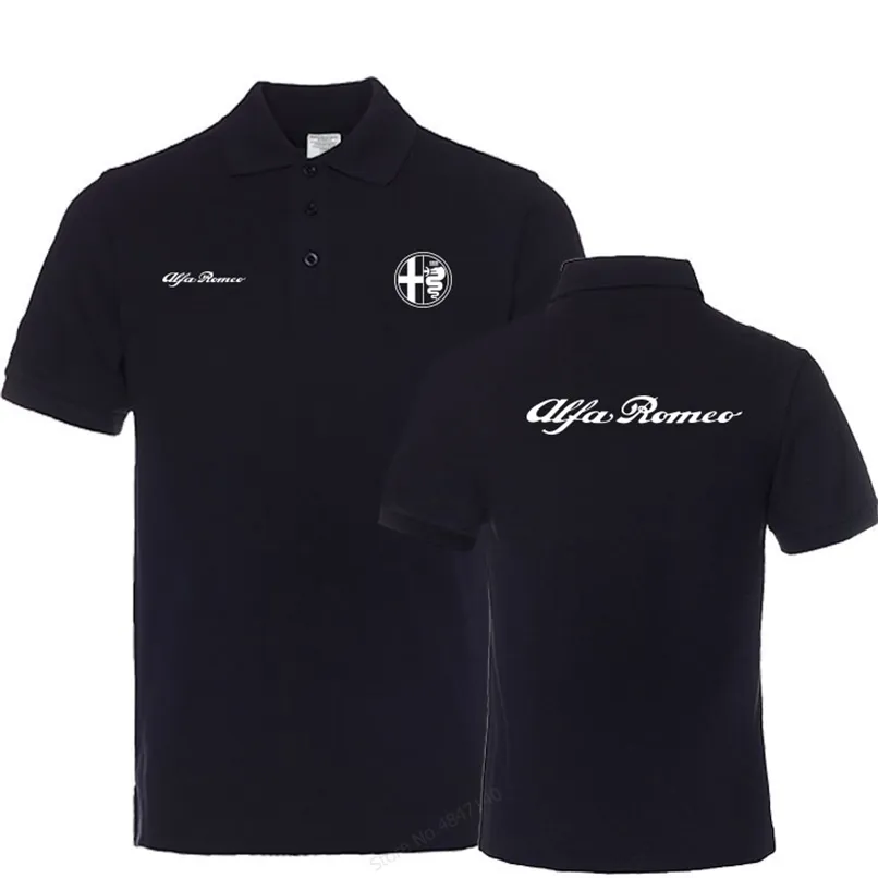 Прибытие хлопчатобумажная мужская рубашка поло вершины мода бренд Alfa Romeo Polo рубашка с коротким рукавом черная белая рубашка поло 3XL 220408