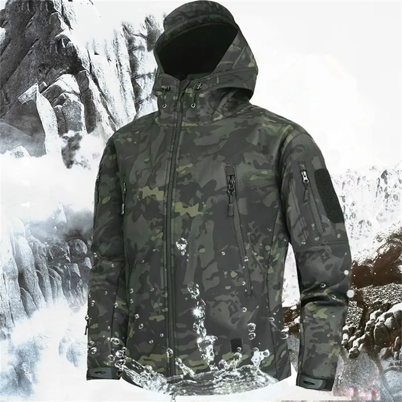 Veste polaire de camouflage militaire pour hommes Shark Skin Soft Shell Veste tactique militaire Multicam Homme Camouflage Coupe-vent 5XL 201218