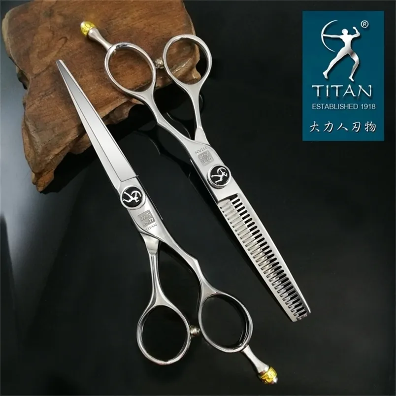 Forbici per capelli Titan Professional Forbici da barbiere da 5,5 pollici Forbici da barbiere da 6,0 pollici che tagliano le forbici per sfoltire 220621
