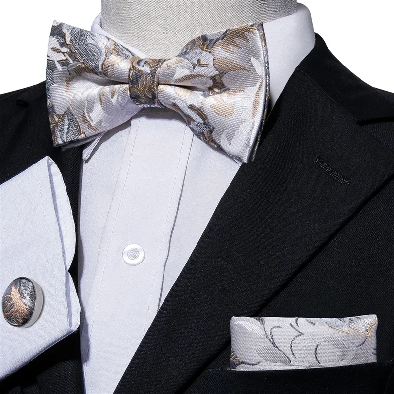 Мужские золотые и белые образец бабочка галстук шелковый ткацкий стандарт оптом мода высококачественное освобождение LH-0801 W220323