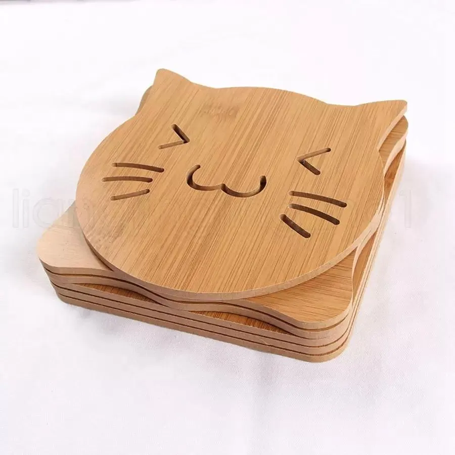 9 styles Wood Heat Resistant Pad Pan Pot Mat Holder Kitchen Cooking Isolation Pad Bowl Cup Coasters