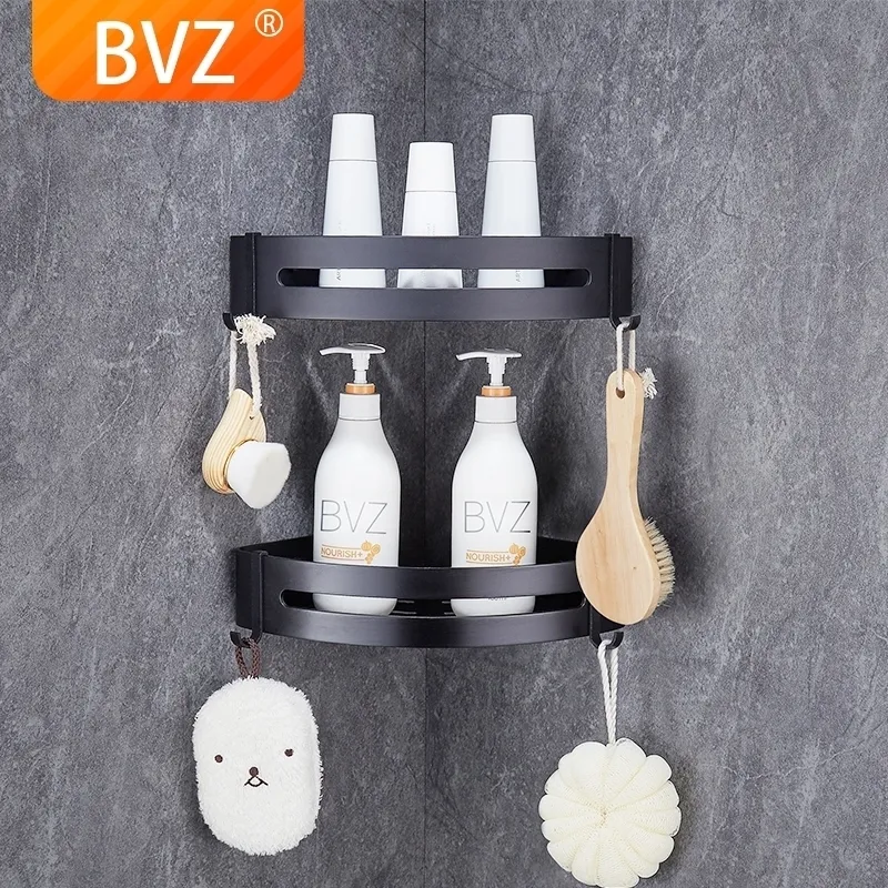 BVZ Крепка для ванной комнаты алюминиевые черные аксессуары для ванной комнаты душевые корзины угловые полки кухня хранения ванной держатель шампунь y200407