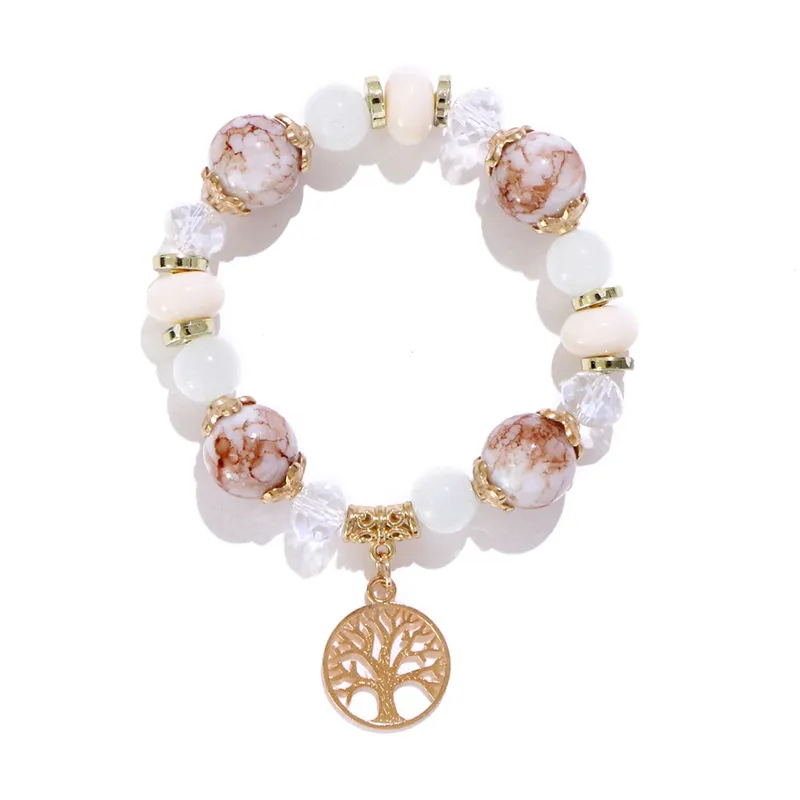 Braccialetti con perline in pietra naturale Braccialetti con albero della vita Accessori moda donna