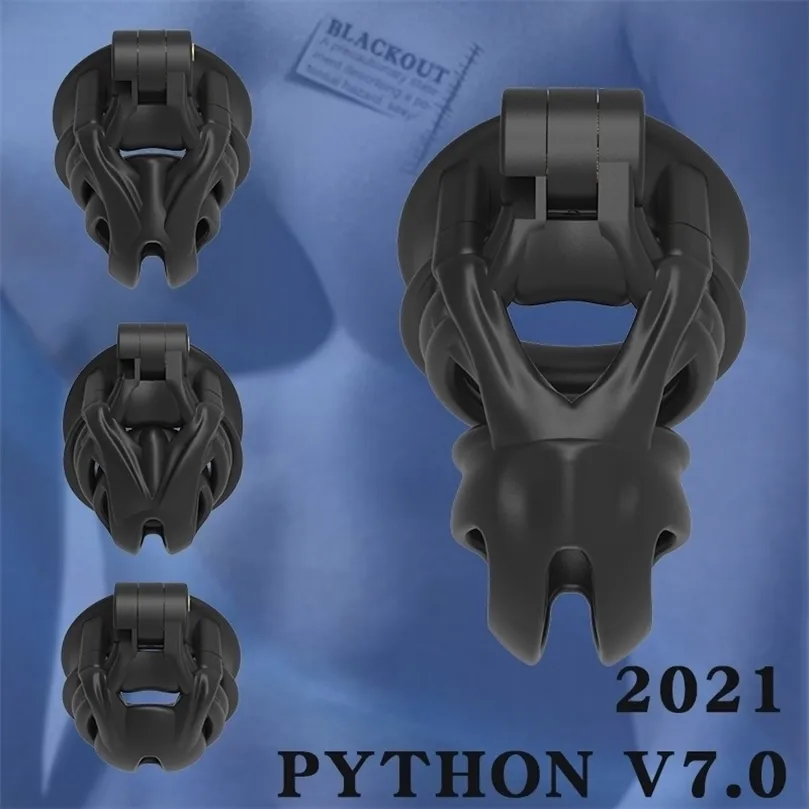 BLACKOUT Python V70 EVO Cage Mamba Dispositivo de castidad masculina DoubleArc Cuff Penis Ring 3D Cobra Cock Adultos Juguetes sexuales 220520